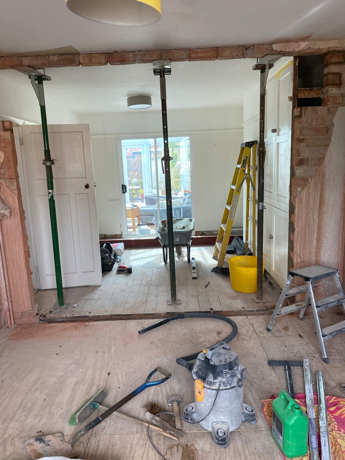 A structural opening propped during a knock-through